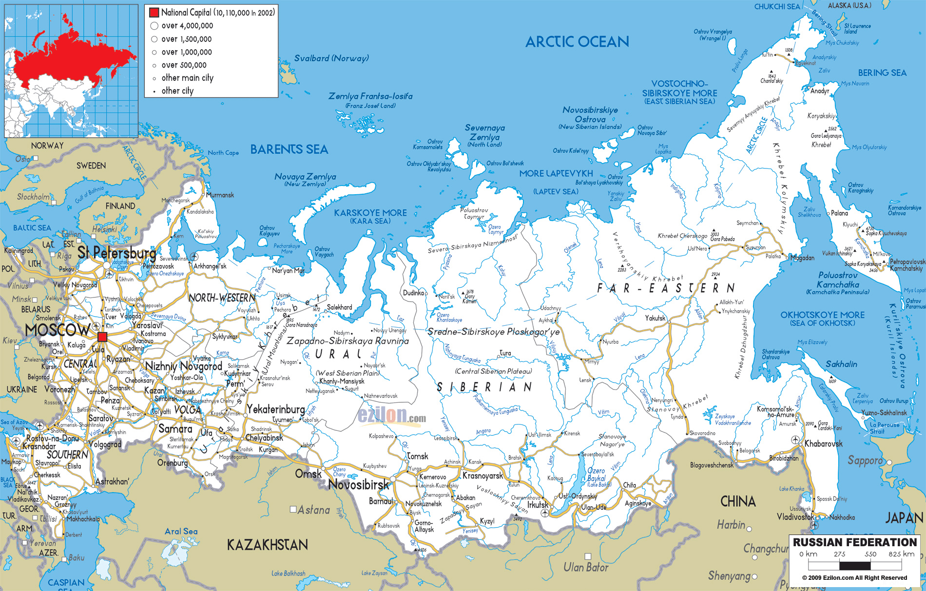 Maps of Russia | Detailed map of Russia with cities and regions | Map