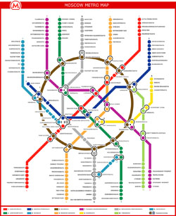 Detailed metro map of Moscow city in English.