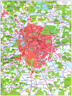 Detailed transit map of Moscow city.
