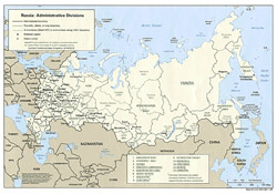 Political and administrative map of Russia with major cities.