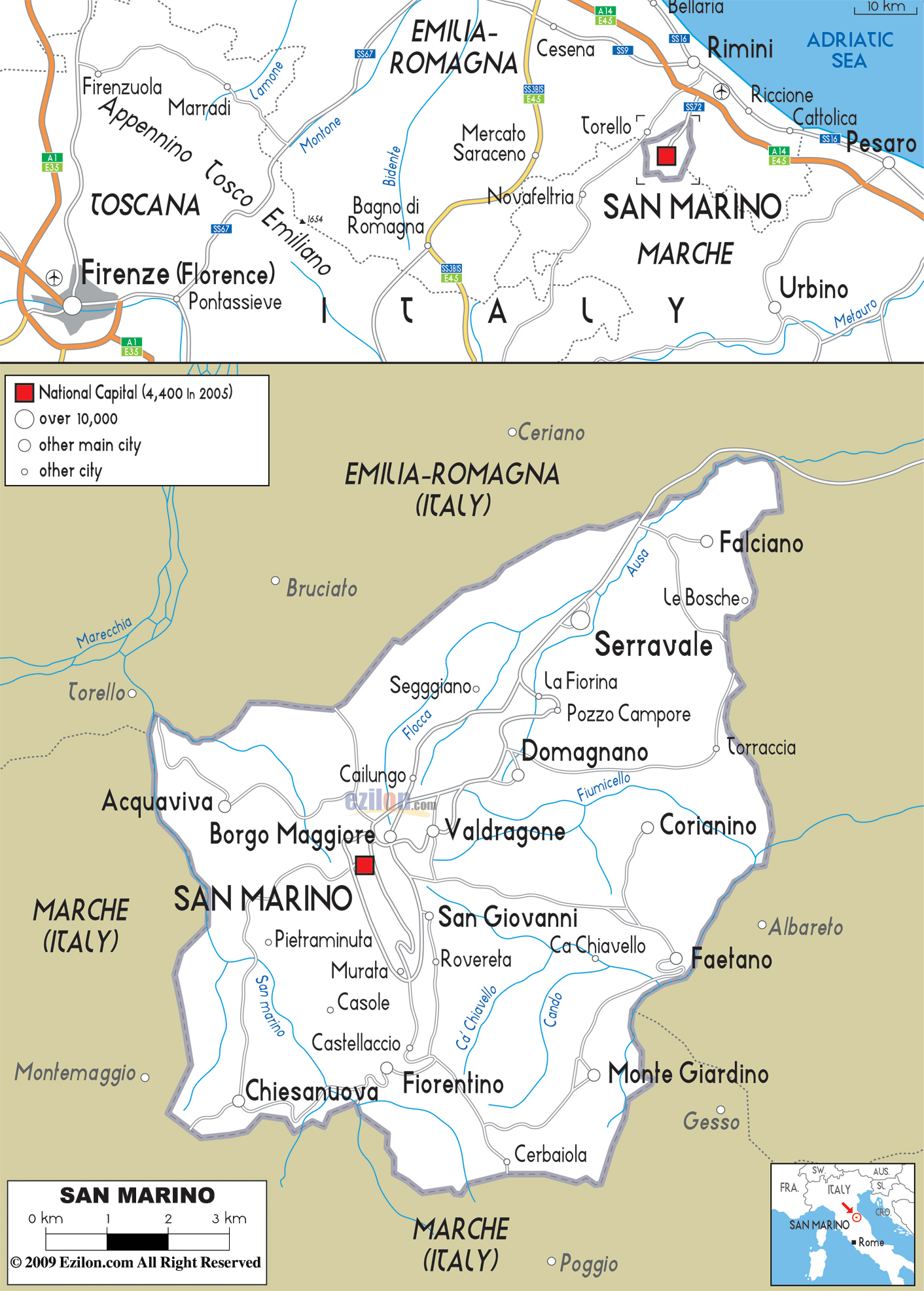 San Marino Karte Städte