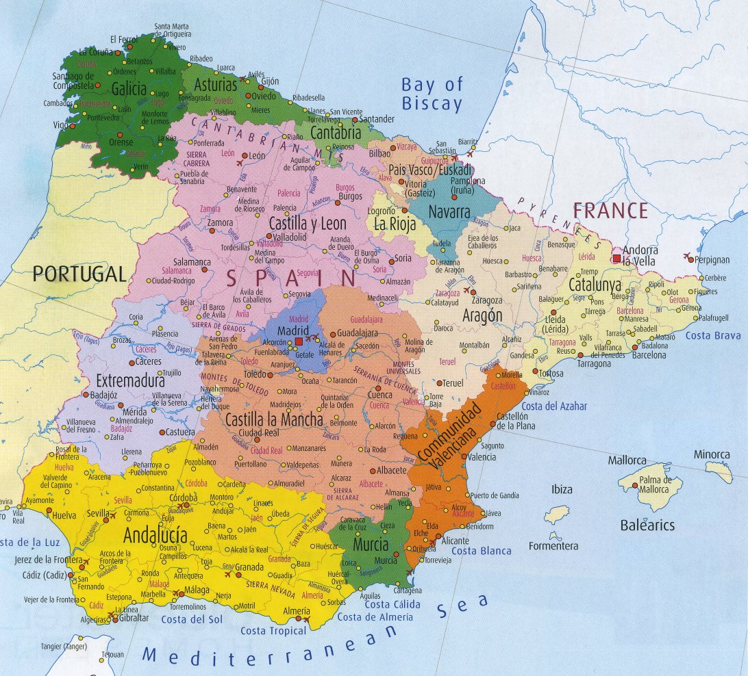 detailed map of spain