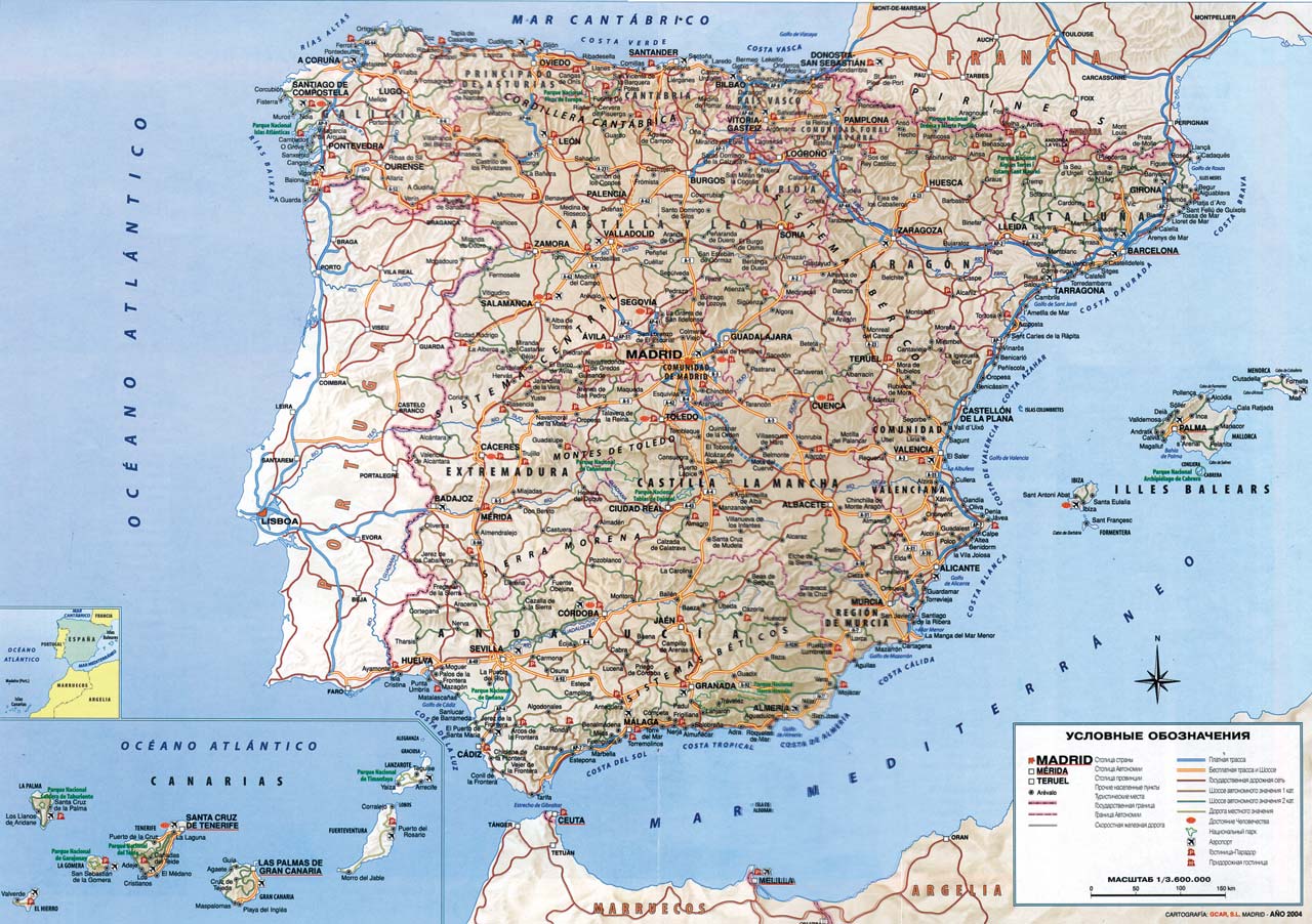 detailed map of spain