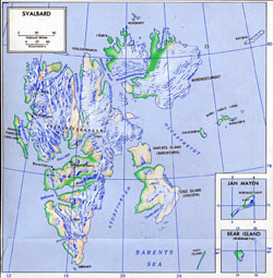 Detailed map of Svalbard.