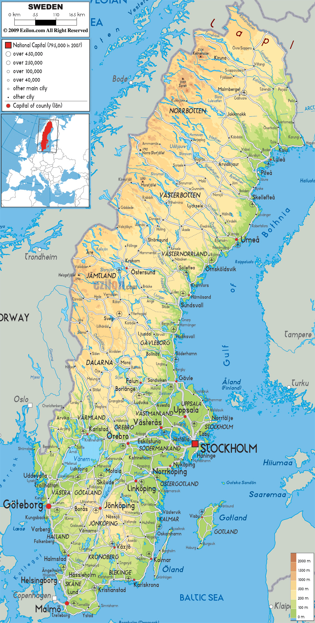 Maps of Sweden | Detailed map of Sweden in English | Tourist map of