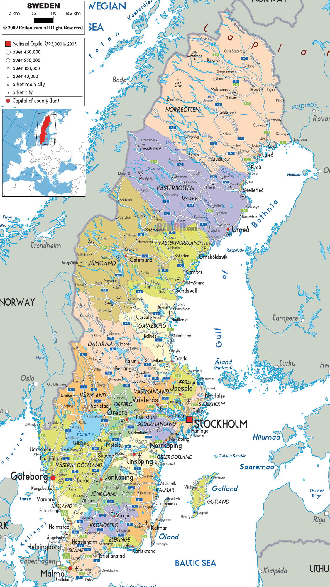 Maps of Sweden | Detailed map of Sweden in English | Tourist map of