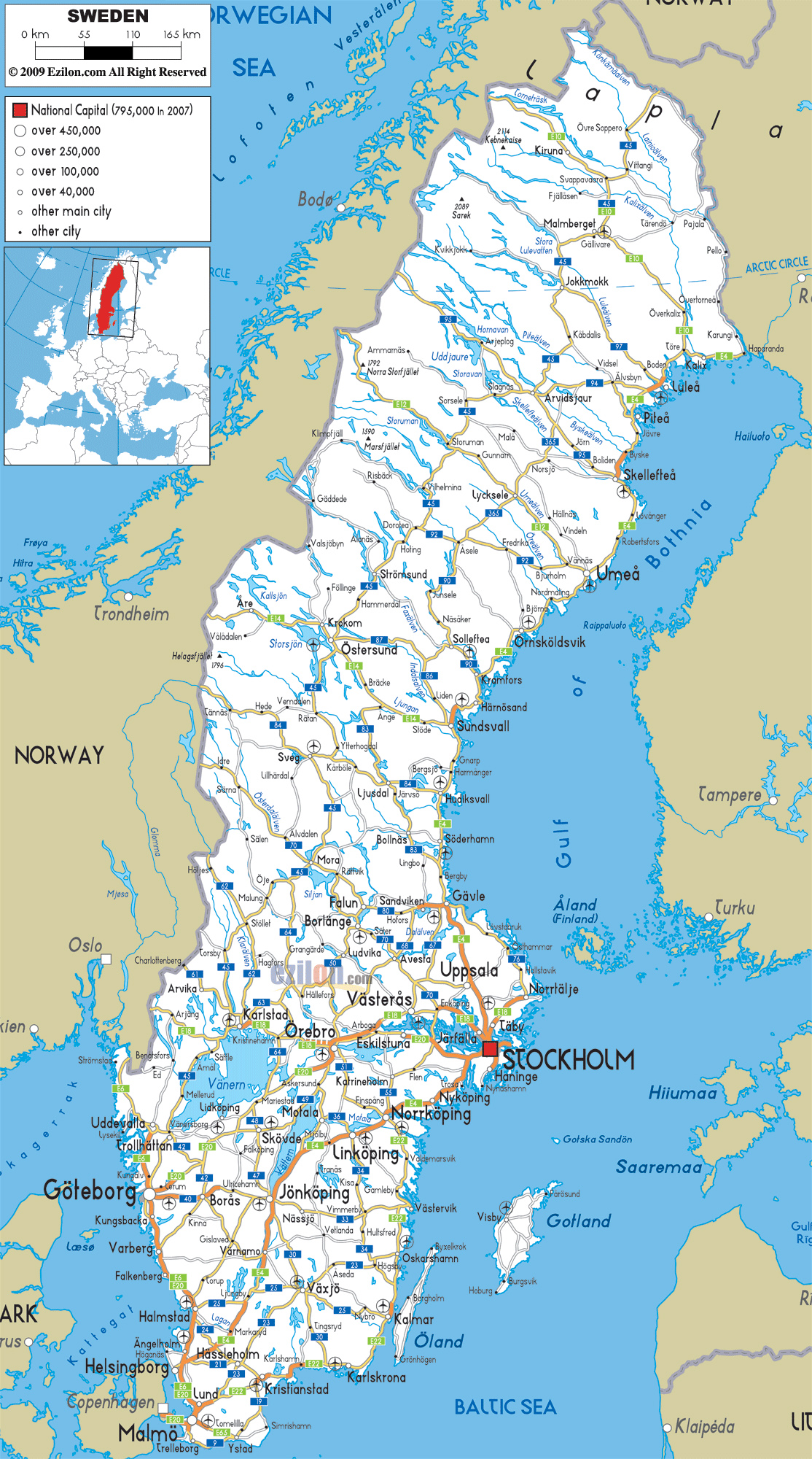 Maps of Sweden | Detailed map of Sweden in English | Tourist map of