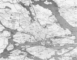 Detailed old map of Stockholm city - 1912.