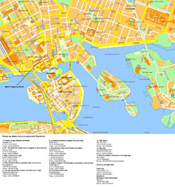 Detailed tourist map of Stockholm city center.