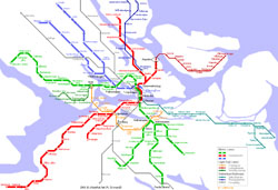Large metro map of Stockholm city.