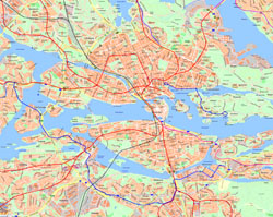 Road map of Stockholm city.