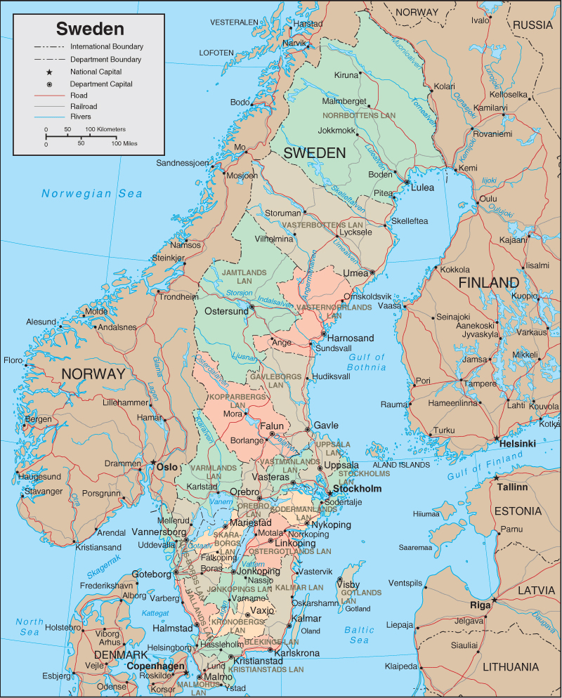 Map of Sweden - Cities and Roads - GIS Geography