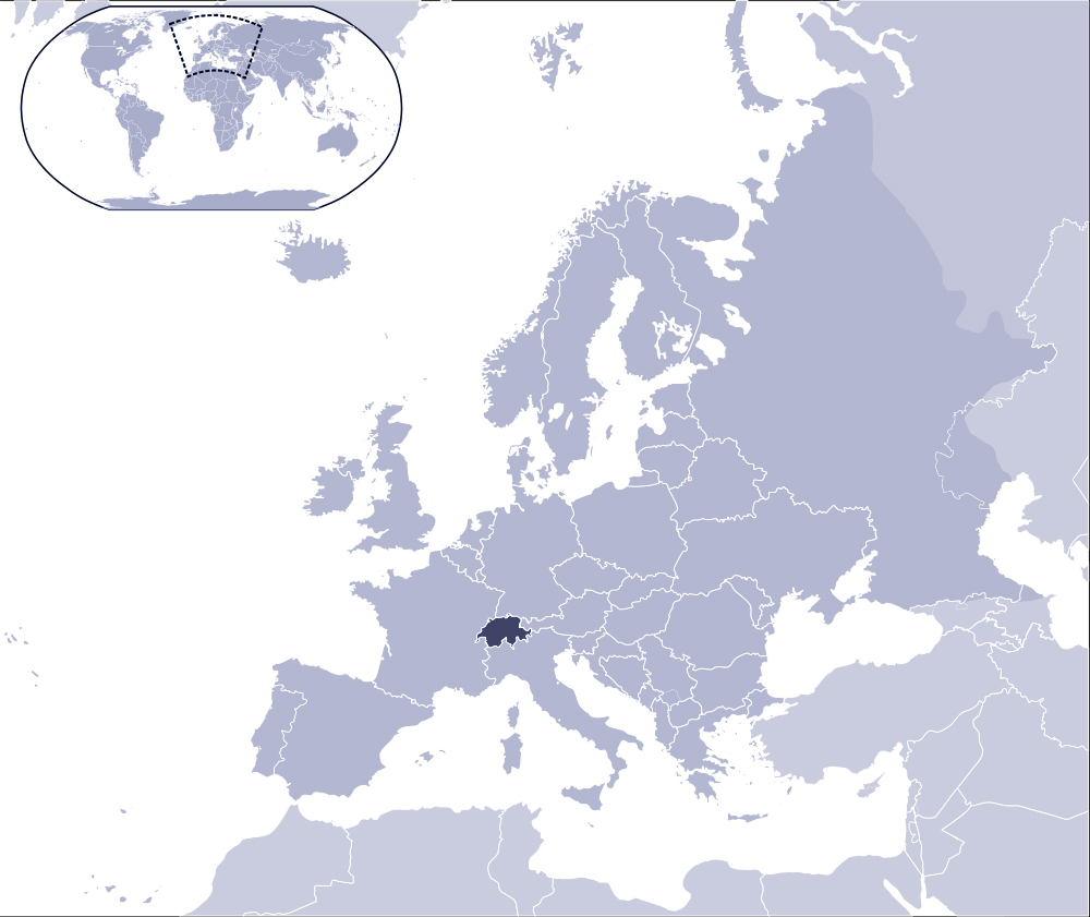 Switzerland Location In Europe Map