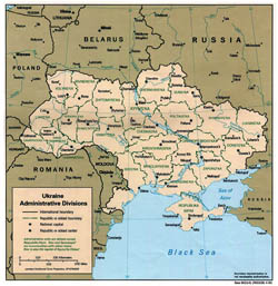 Administrative map of Ukraine.