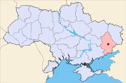 Detailed location map of Donetsk city.