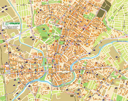 Detailed street map of Kharkov city center with buildings.