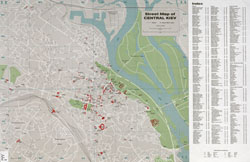 Large detailed road and tourist map of Kiev city center.