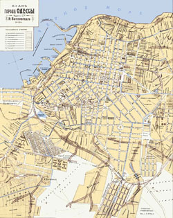 Detailed old map of Odessa city 1910.