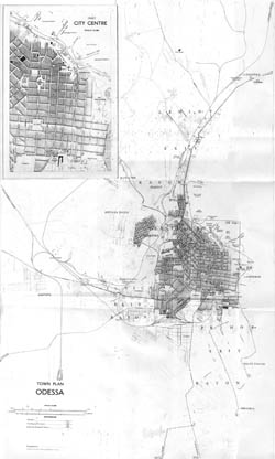 Detailed old map of Odessa city 1961.