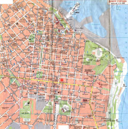 Detailed street map of Odessa city center in Russian.