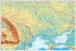 Physical map of Ukraine.