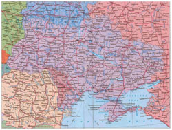 Road map of Ukraine.