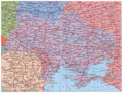 Road map of Ukraine.