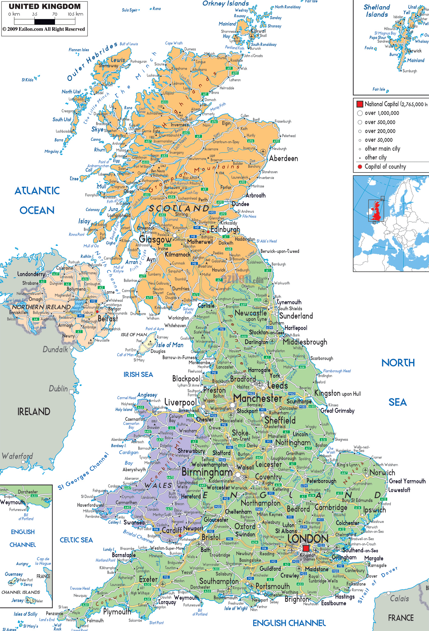 Cartina Geografica Europa Wall Map United Kingdom in English Cartina Geografica Europa Wall Map United Kingdom in English