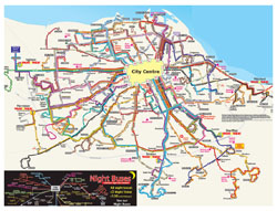 Detailed bus map of Edinburgh city.