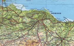 Detailed old road map of Edinburgh city.