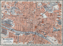 Detailed old map of Glasgow city - 1910.