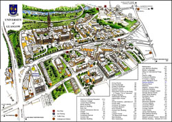 Large detailed University of Glasgow map.