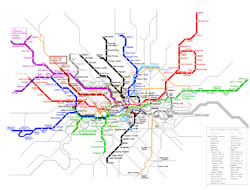 Detailed London metro map.