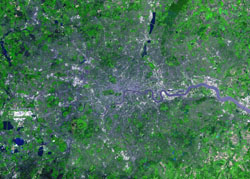 Detailed satellite map of London city.