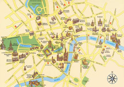 Detailed tourist map of London city center.