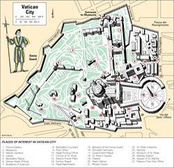Detailed tourist map of Vatican city.