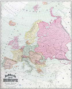 Large detailed old political map of Europe with cities - 1894.