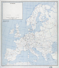 Large detailed old political map of Europe with railroads - 1960.