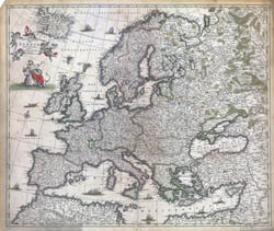 Large scale detailed old map of Europe - 1700.