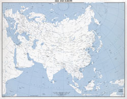 Large scale old political map of Asia and Europe - 1975.