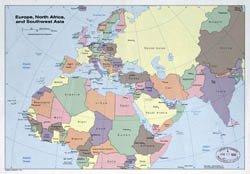 Large detailed political map of Europe, North Africa and Southwest Asia - 1981.