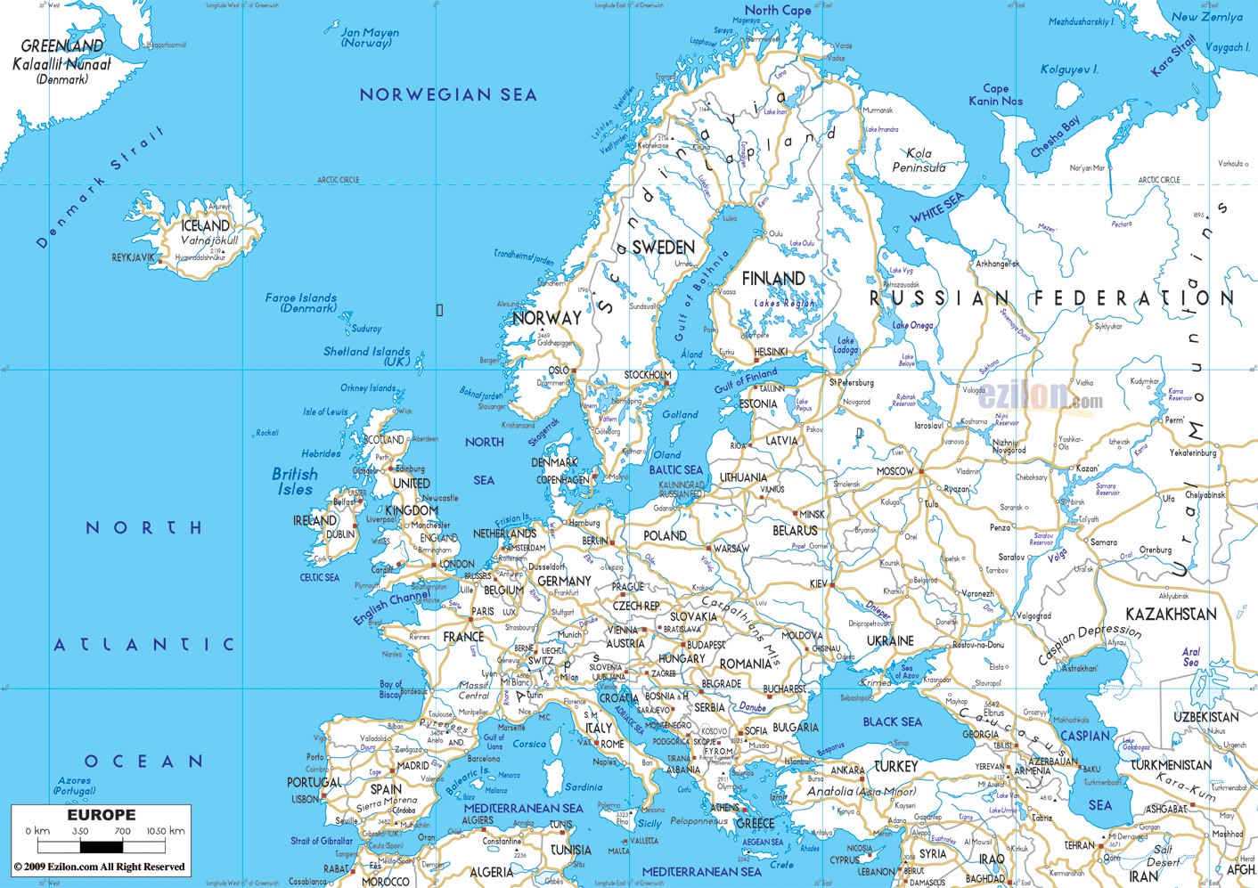 Maps of Europe | Map of Europe in English | Political, Administrative
